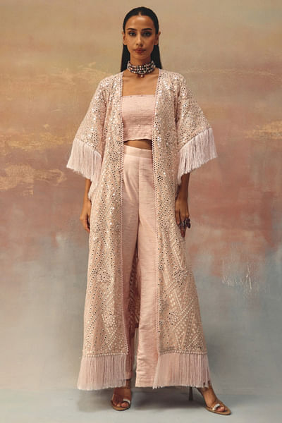Blush pink dupion pants