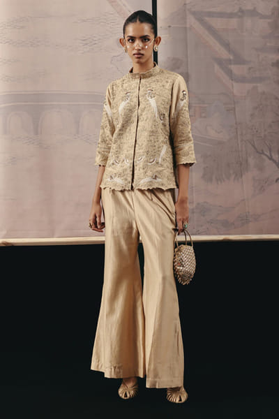 Twenty Nine Golden chanderi silk palazzo TWENMAY26D445174