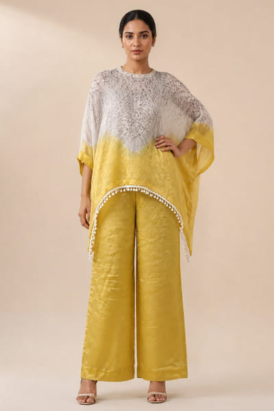 Twenty Nine Yellow tissue and chanderi palazzo TWENJUL26D149046