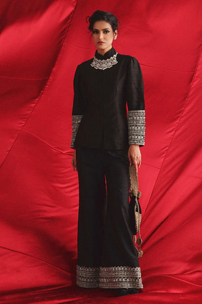 Black marodi work palazzo