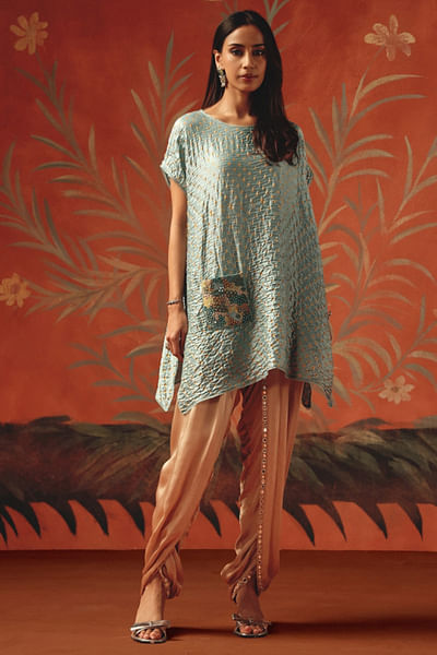 Gold embellished tulip dhoti pants