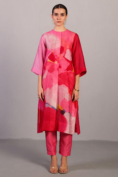 Blush pink printed kurta set