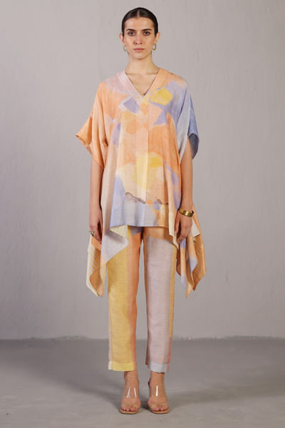 Soft blue and orange printed co-ord set