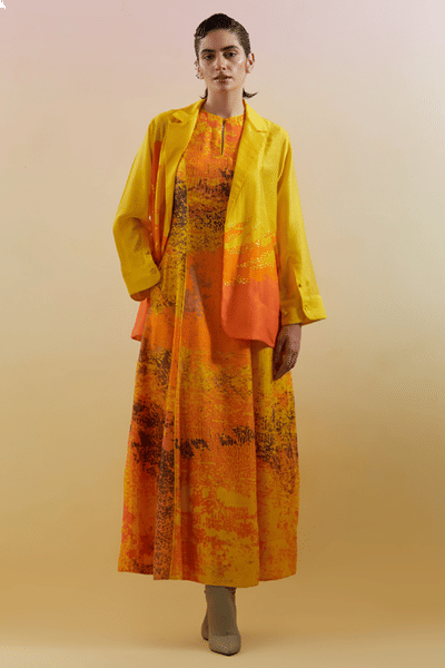 CLOS Yellow and orange printed jacket set CLOSJUL26D149225