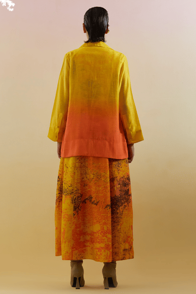 CLOS Yellow and orange printed jacket set CLOSJUL26D149225