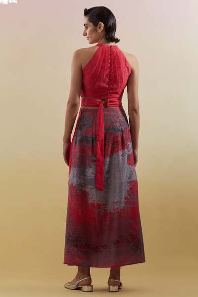 CLOS Pink and grey printed halter dress CLOSJUL26D149238