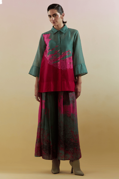 CLOS Green and pink printed co-ord set CLOSJUL26D149228