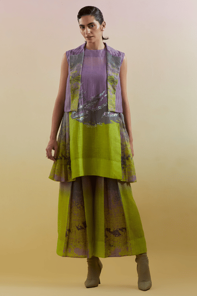 CLOS Lilac and green printed jacket co-ord set CLOSJUL26D149231