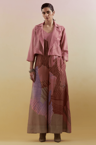 CLOS Dusty pink printed jacket jumpsuit set CLOSJUL26D149240