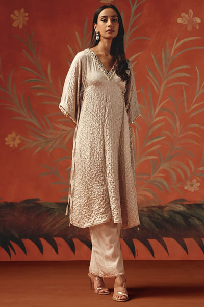 Moon dust embellished chanderi silk palazzos