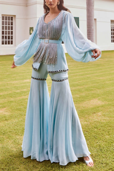 Ice peplum and sharara set