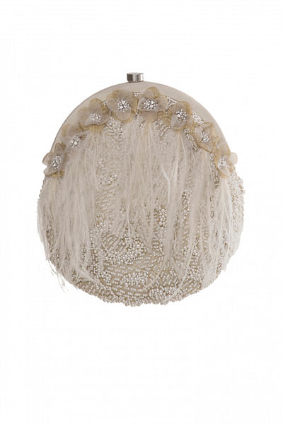 White pearl embellished pouch