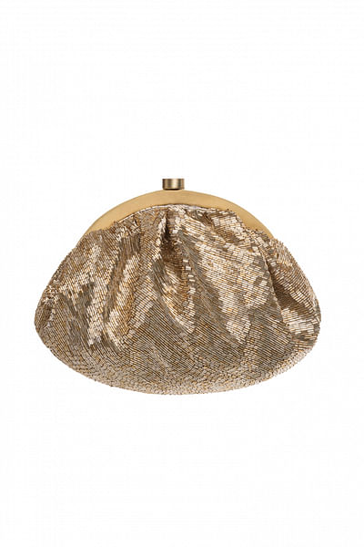 Gold embellished pouch clutch