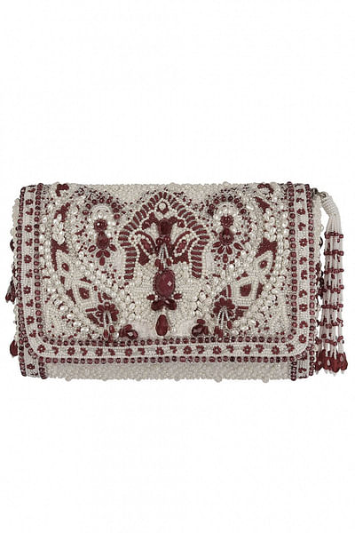 Ruby embellished flapover clutch