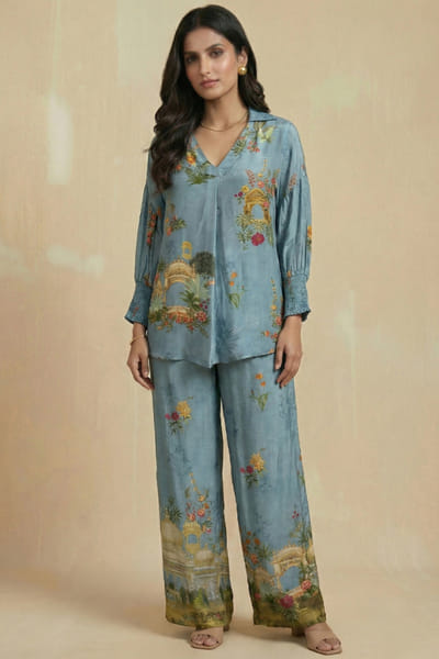 Kalista Aqua printed co-ord set KALIAPR26D142798