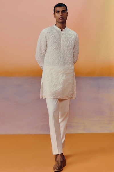 Ivory smocked kurta set