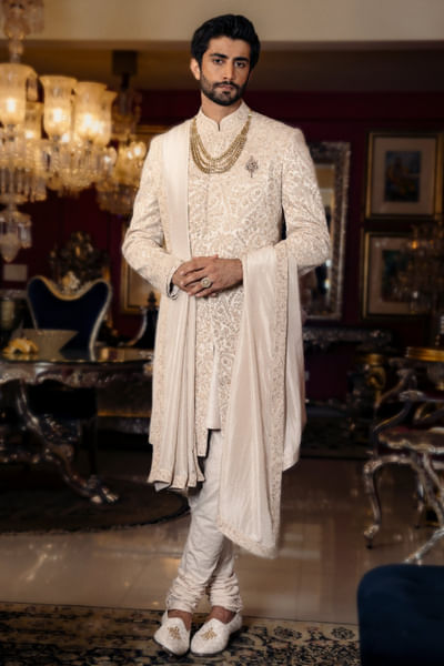 Unicorn silver embroidered sherwani set