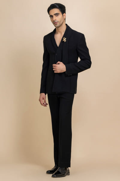 Black Japanese crepe blazer set