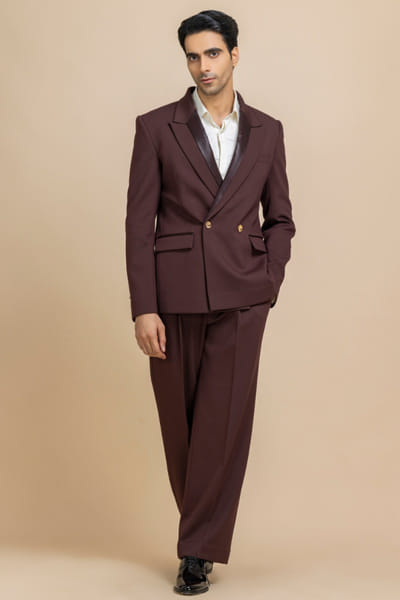 Cherry lacquer Japanese crepe tuxedo set