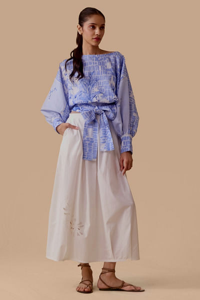 Blue printed top