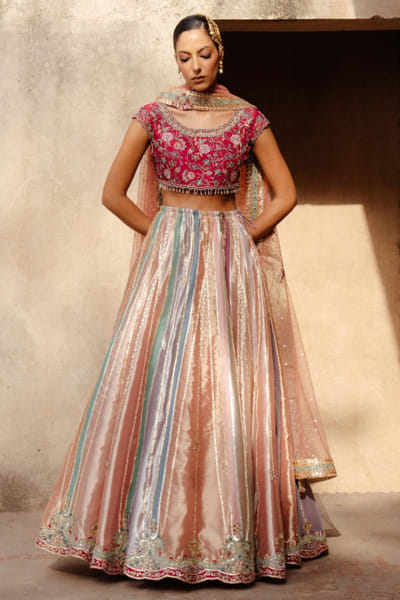 Aneeka Ruknuddin Multicoloured resham embroidered lehenga set ANEEAUG26D152569