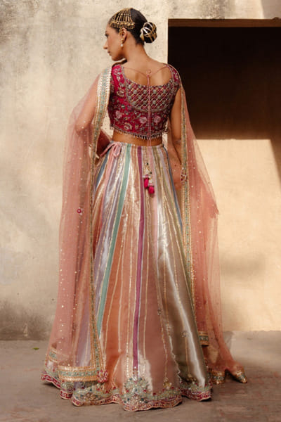 Aneeka Ruknuddin Multicoloured resham embroidered lehenga set ANEEAUG26D152569