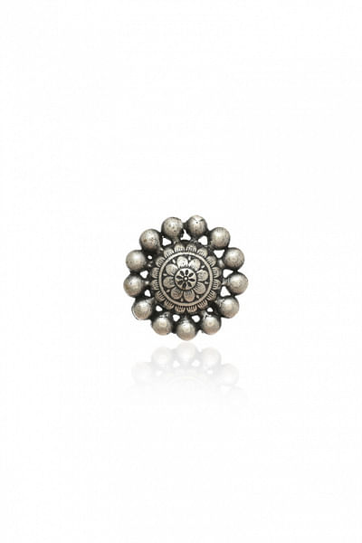 Antique silver floral ring