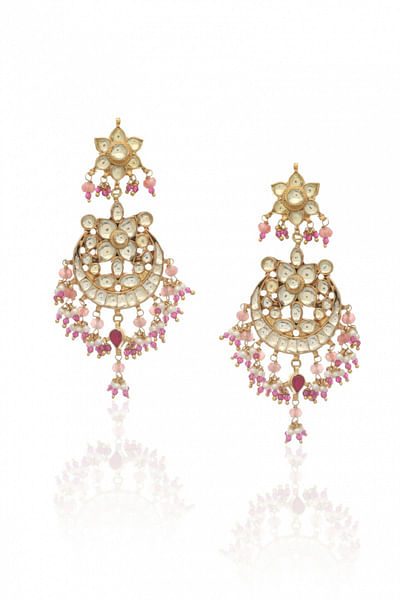 Golden jadau embellished earrings