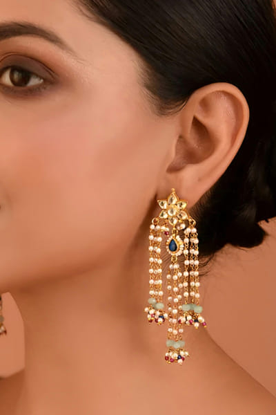 Golden jadau embellished danglers