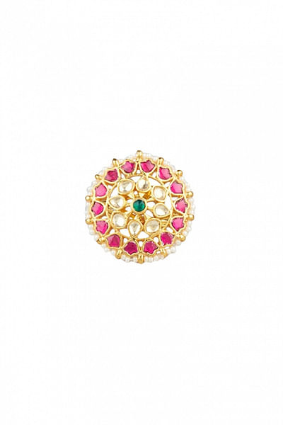 Multicolour jadau embellished ring