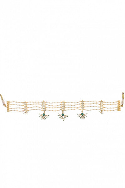 Green and gold embellished choker