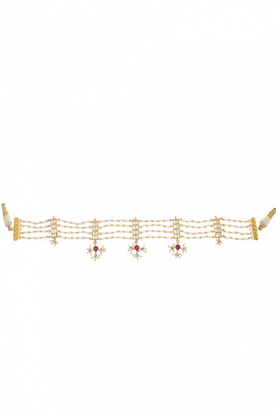 Red and gold embellished choker