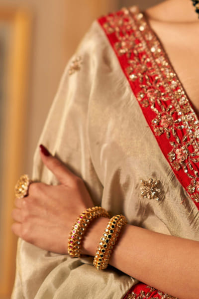 Golden and green polki bracelet