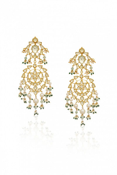 Kundan sea green earrings