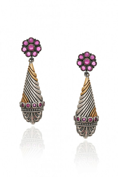 Pink floral drop earrings