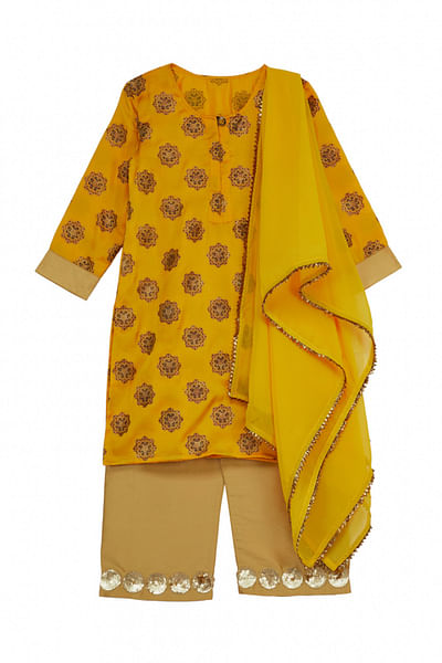 Yellow printed kurta set