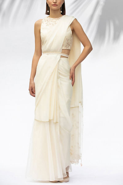 Ivory concept sari set
