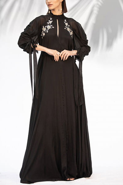 Black embroidered dress