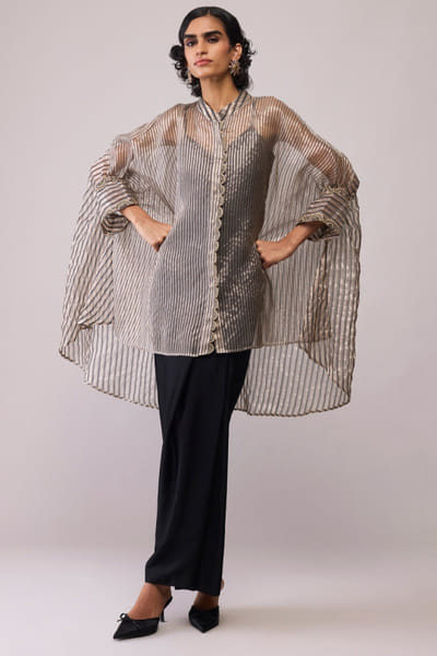 Black striped kaftan set