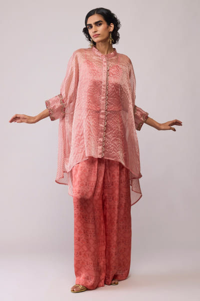 Red striped kaftan set