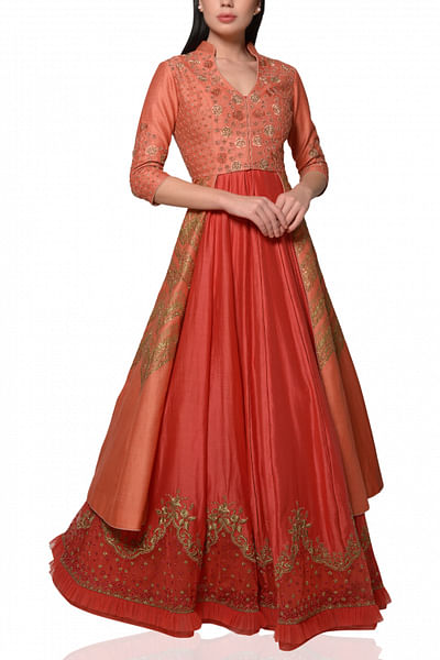 Embroidered jacket with anarkali