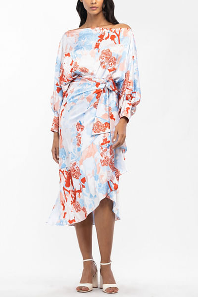 Printed off shoulder top and skirt