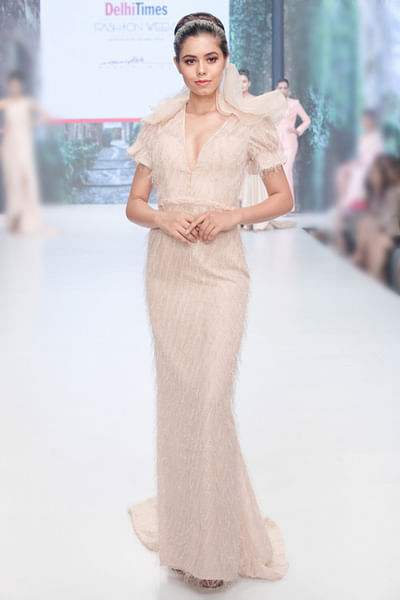 Nude feather gown