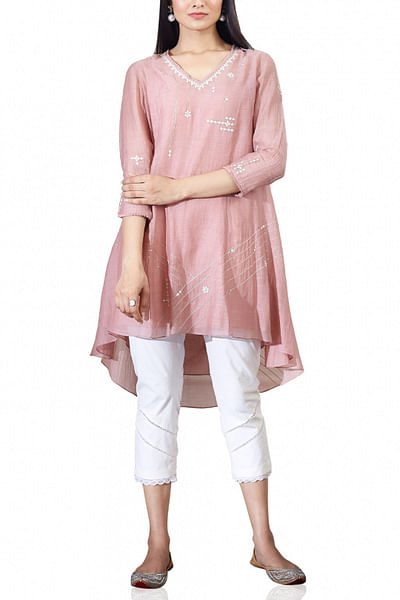 Dusty pink asymmetric tunic and pants