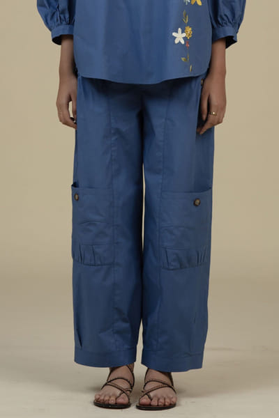 Blue cotton cargo pants
