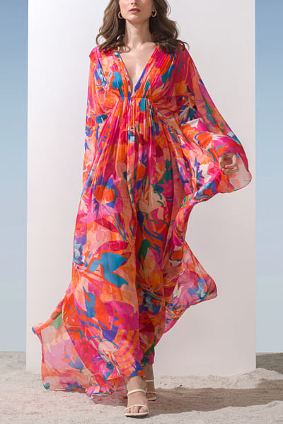 Pink printed kaftan
