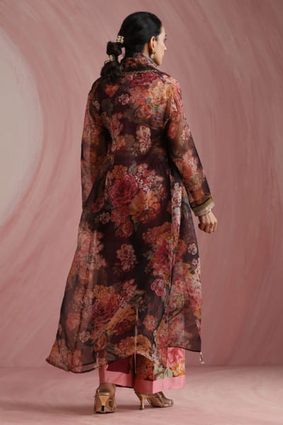 Moh India Burgundy floral printed jacket MOHIAUG26D151488