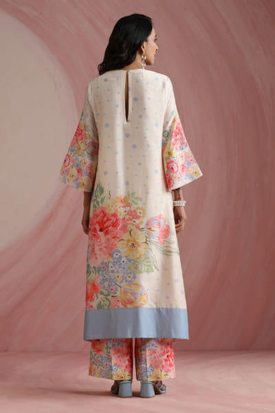 Moh India Ivory floral printed kurta set MOHIAUG26D151484