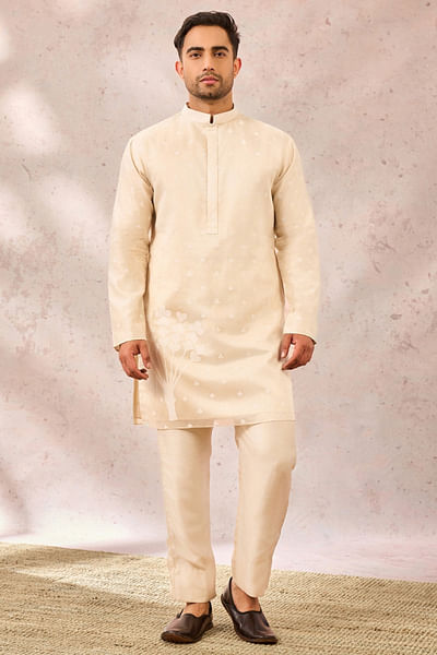 White card ace printed kurta set