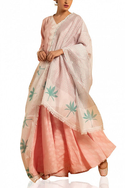 Pink kurta and skirt set